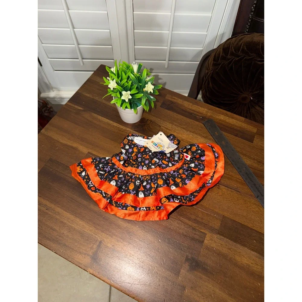 Build-A-Bear Workshop Halloween Plush Dress Orange Black Ghost Pumpkin NWT